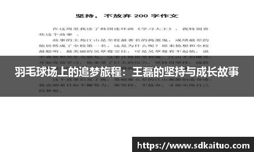 羽毛球场上的追梦旅程：王磊的坚持与成长故事